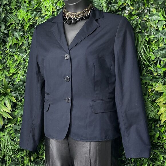 NINE WEST Jacket Women 16 Blue‎ Blazer Collared Pockets Office Career 2224 - Picture 1 of 7